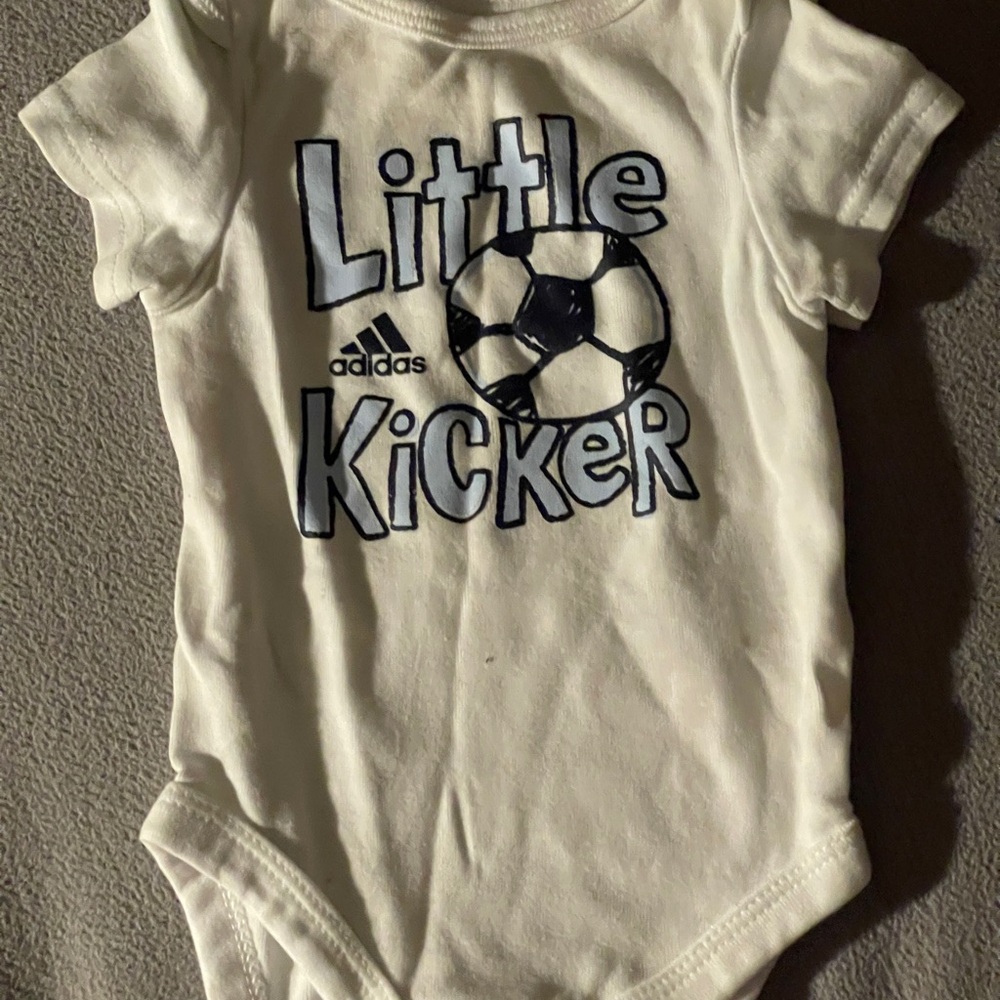 Adidas Cream Baby Onesie with Soccer Graphic